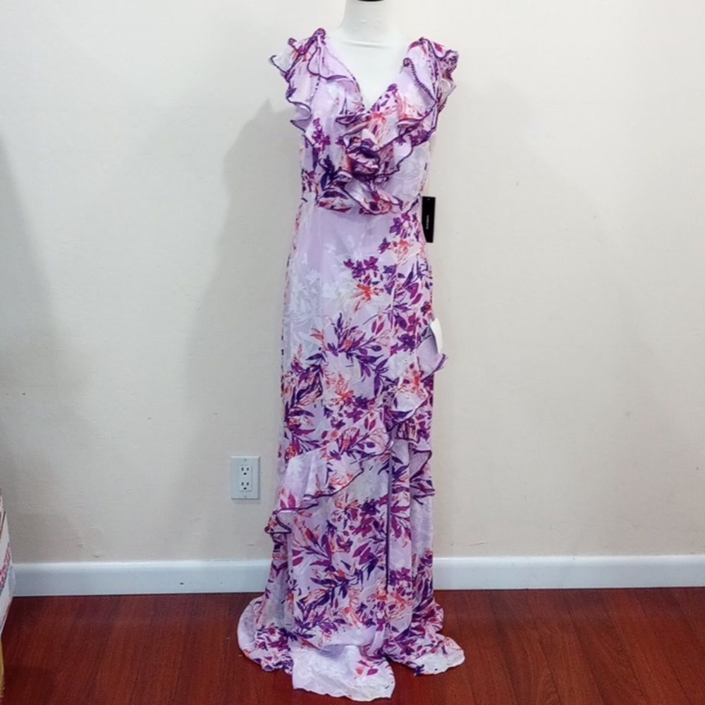 Lulus Lavender Floral Tiered Ruffle Maxi Dress, Size M - New!